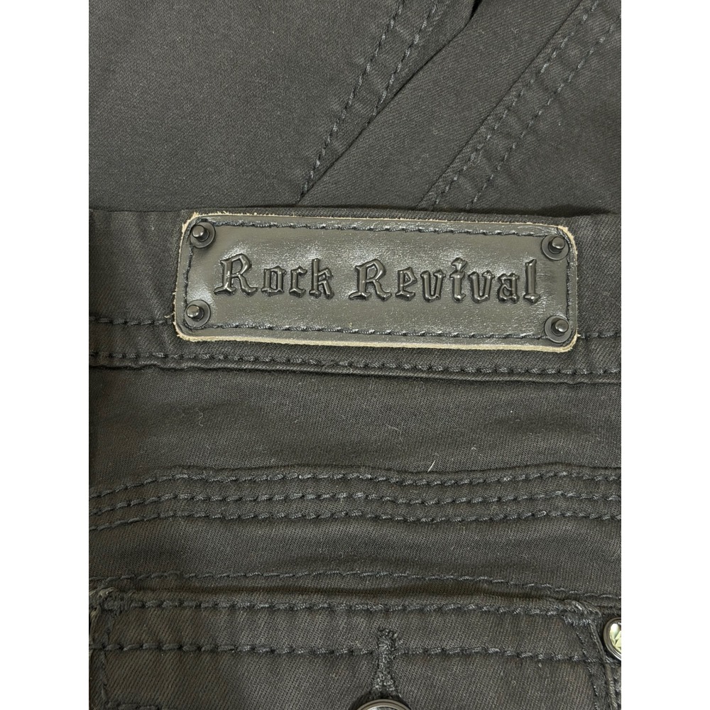 Rock Revival Beliss S206 Womens Black Skinny Jeans Flap Pocket Crystal Size 27 - Picture 4 of 9